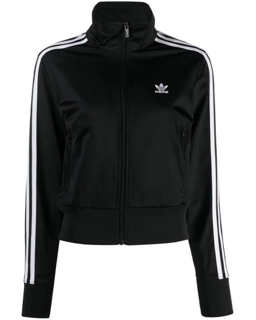 Adidas Black Trefoil-Logo Cropped Zipped Sweatshirt
