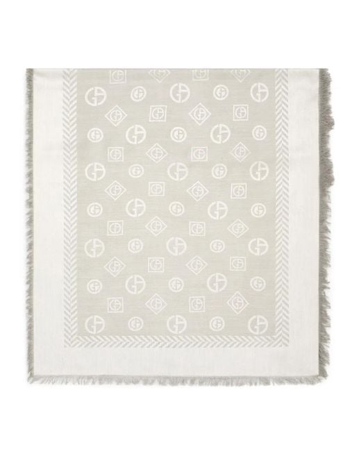 Giorgio Armani White Jacquarded Scarf for men