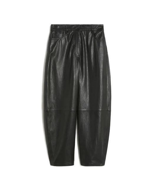 Weekend by Maxmara Gray Pagano Leather Trousers