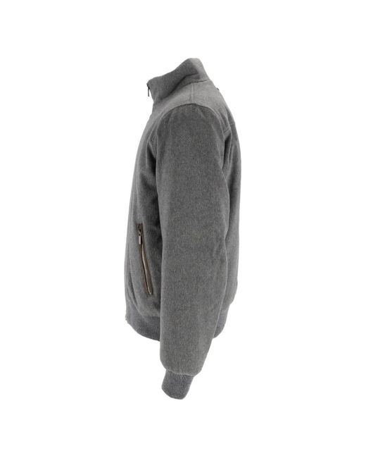 Peserico Gray Ribbed-Trim Jacket for men