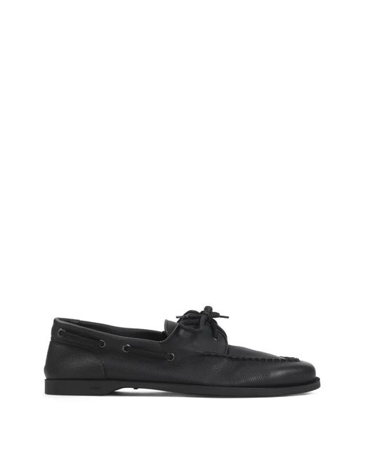 John Lobb White Round-Toe Boat Shoes for men