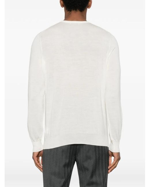 GIUUNO White Long-Sleeve Crewneck Sweater for men
