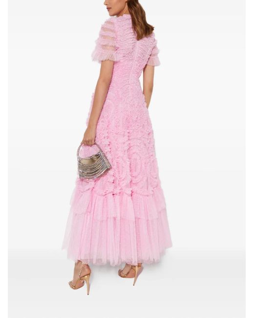 Needle & Thread Pink Verity Ruffled Maxi Dress