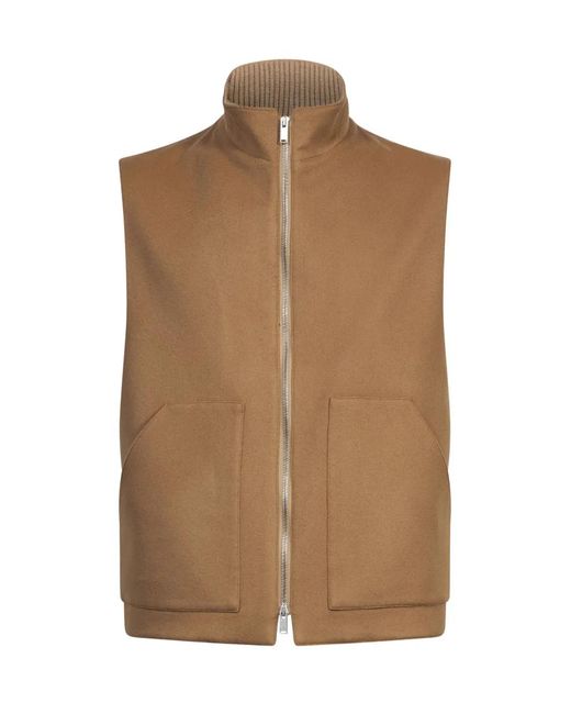 Lardini Brown Zip-Up High-Neck Gilet for men