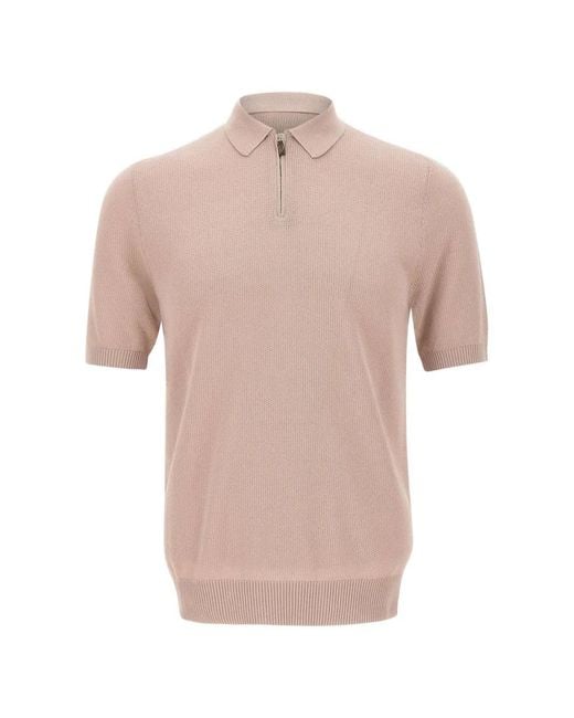 Eleventy Pink Polo À Col Zippé for men
