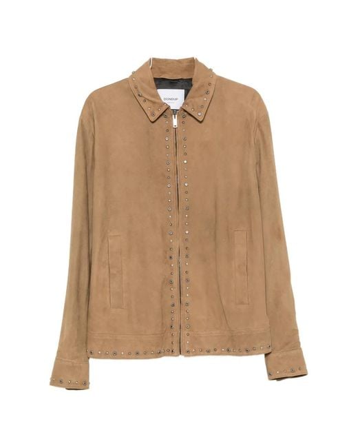 Dondup Natural Stud-Embellished Zip-Up Suede Jacket for men