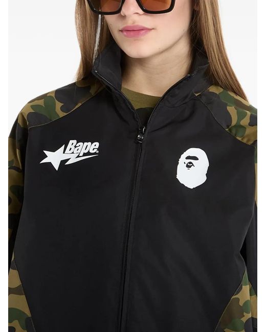 A Bathing Ape Black Logo-Print Jacket