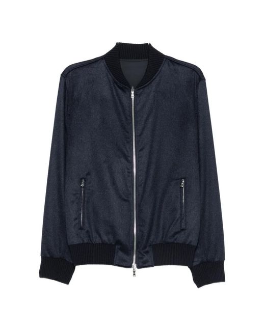 Barba Napoli Blue Zip-Up Bomber Jacket for men