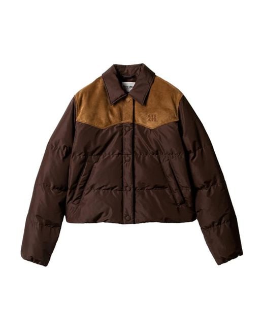 Doudoune À Logo Miu Miu en coloris Brown