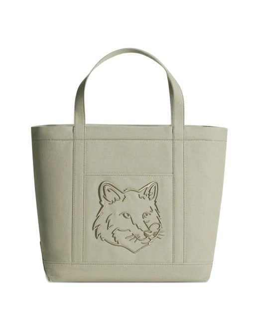 Maison Kitsuné Natural Large Fox Head Tote Bag