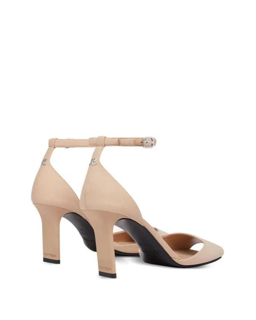 Courreges Natural Peep-Toe Ankle-Strap Pumps