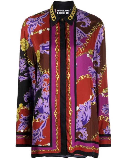 Versace Jeans Couture Red Barocco-print Shirt
