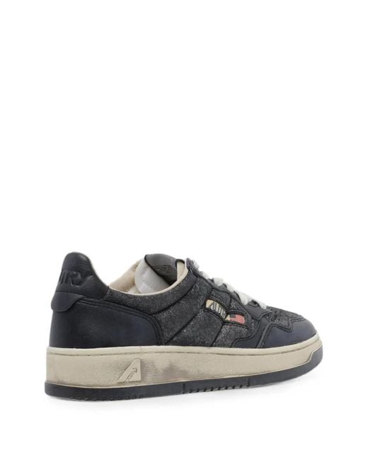 Autry White Sup Vint Distressed-Effect Panelled Sneakers for men