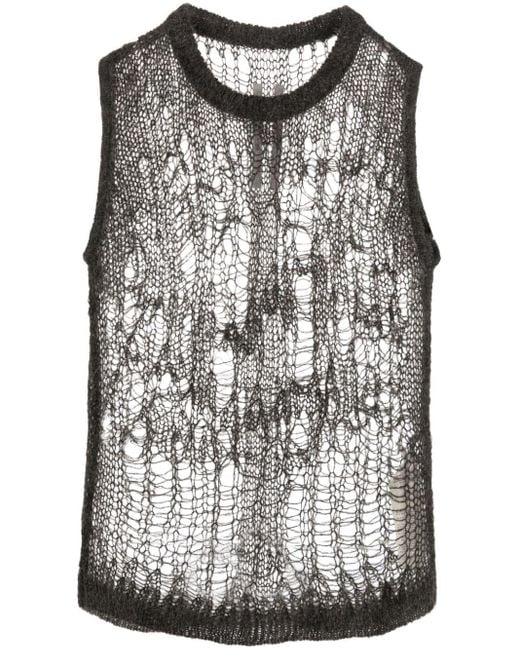 Rick Owens Gray Spider Open-knit Tank Top