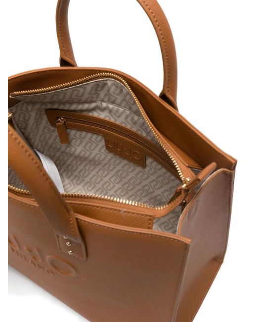 Liu Jo Brown Logo-Embossed Tote Bag