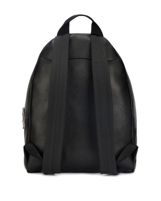 Roberto Cavalli Black Logo-Plaque Studded Leather Backpack for men