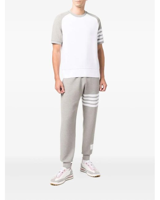 Thom Browne White 4-Bar Stripe T-Shirt for men