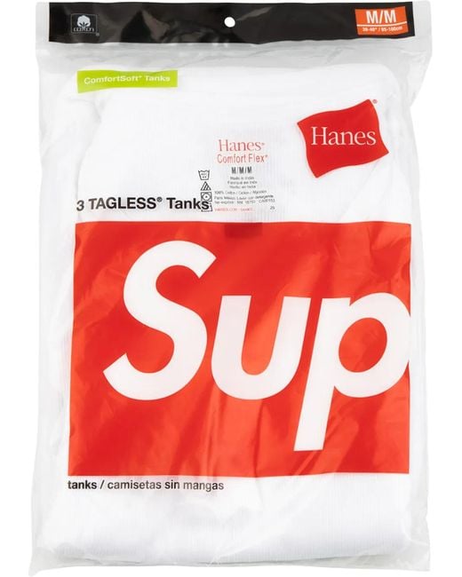 Supreme Red Hanes Three-Pack Tank Tops for men