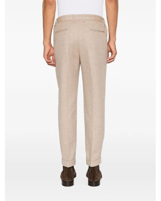 Devore Natural Pleated Wool Trousers for men