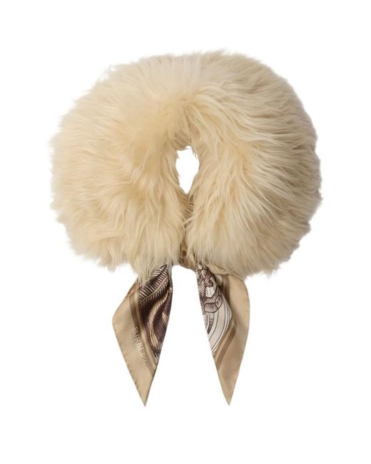 Burberry Natural Shearling-Collar Trim Scarf