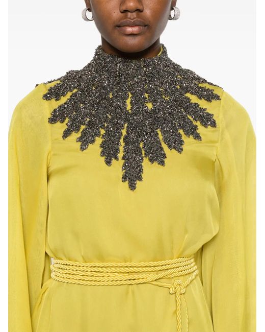 Jean Louis Sabaji Yellow Embellished Maxi Dress