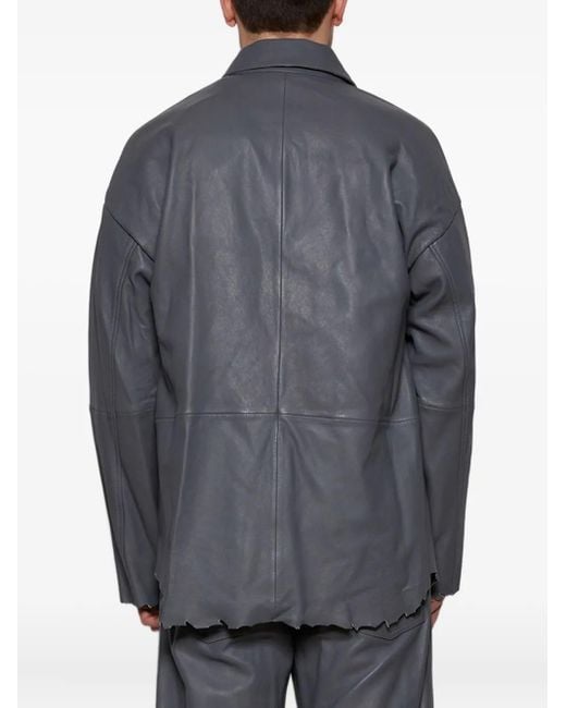 DIESEL Blue L-Mart-B Zip-Front Leather Jacket for men