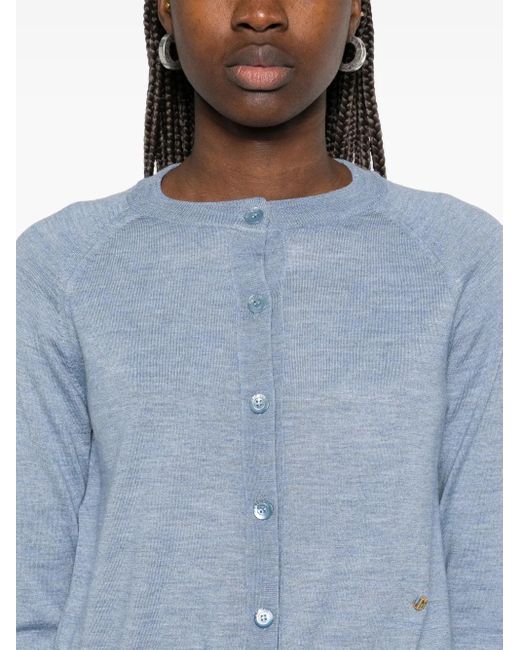 Moschino Blue Crew-Neck Cardigan