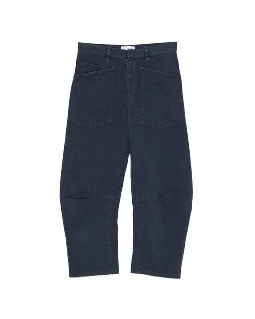 Nili Lotan Blue Patch-Pocket Trousers