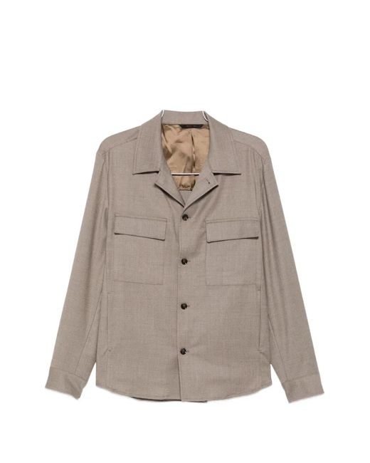 Briglia 1949 Natural John Flap-Pocket Button-Up Shirt Jacket for men