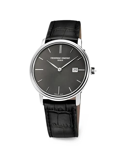 Frederique Constant Gray Leather-Strap 37Mm Watch for men