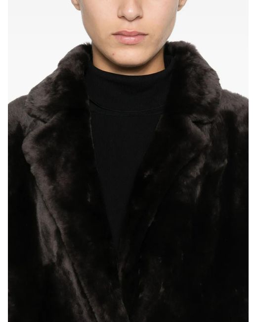 Yves Salomon Black Notched-Collar Coat