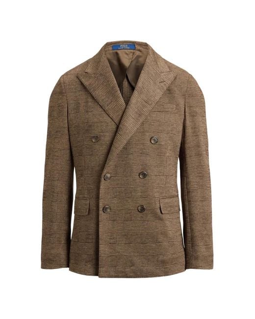 Polo Ralph Lauren Brown Polo Soft Double-Breasted Check Jacket for men