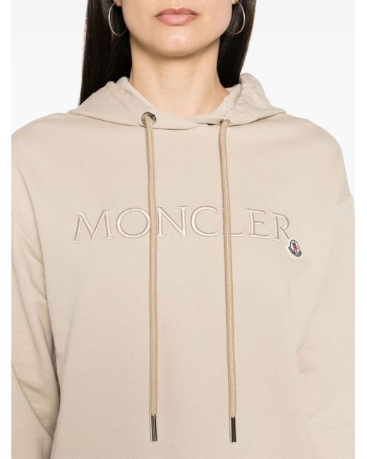Hoodie en coton à logo brodé Moncler en coloris Natural