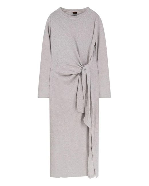 Boss Gray Knot-Detail Midi Dress