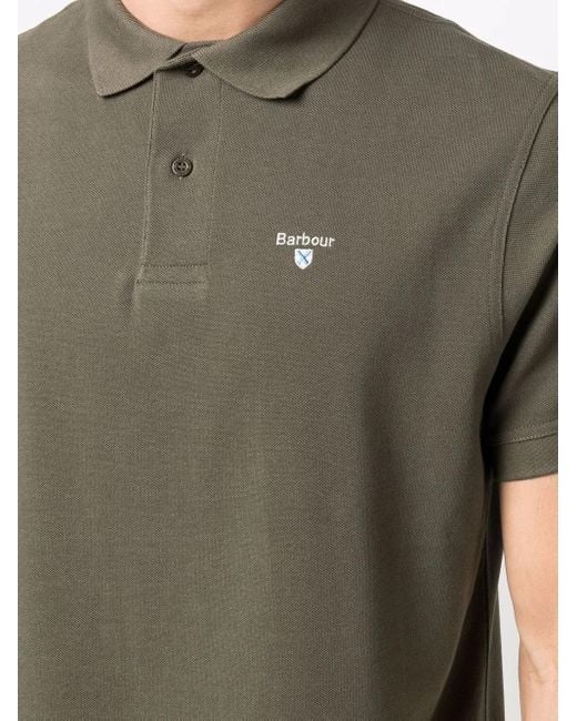 Barbour Green Embroidered-Logo Polo Shirt for men