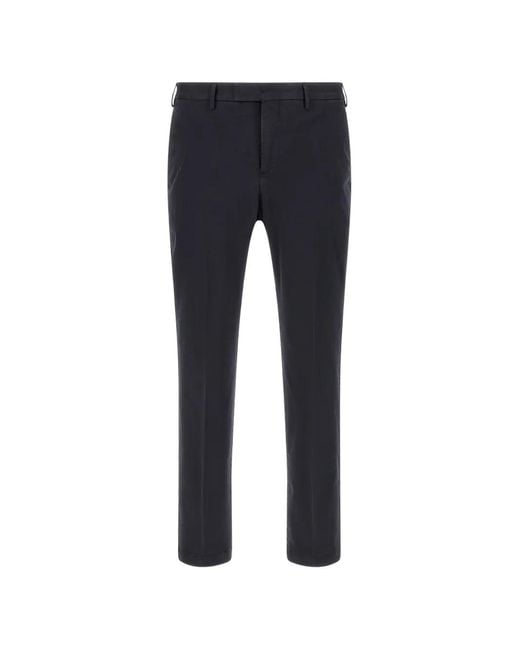 PT Torino Blue Master Logo-Plaque Tailored Trousers for men