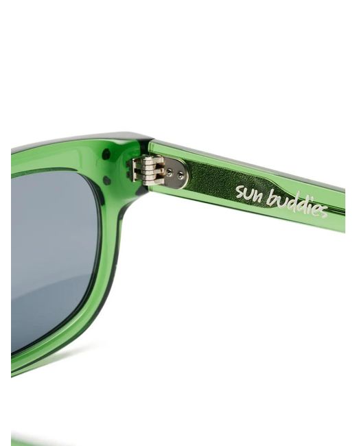Sun Buddies Green Amber Rectangular Sunglasses