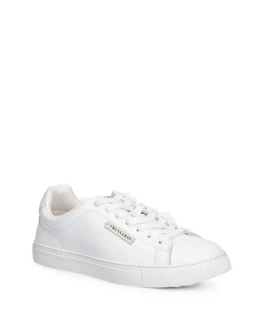 Trussardi White Logo-Patch Sneakers