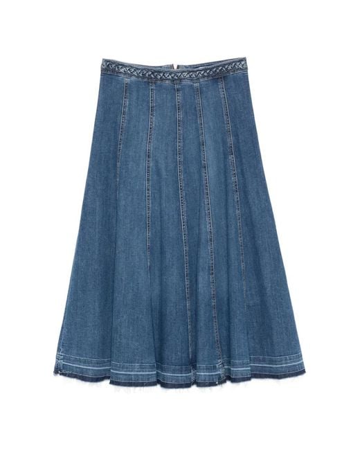 Liu Jo Blue Braided A-Line Midi Skirt