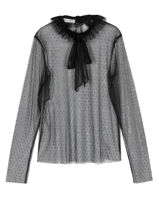 Philosophy Di Lorenzo Serafini Gray Point D'Esprit Tulle Blouse