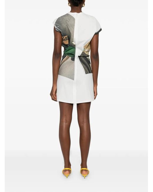 Issey Miyake White Street View Graphic Print Dress