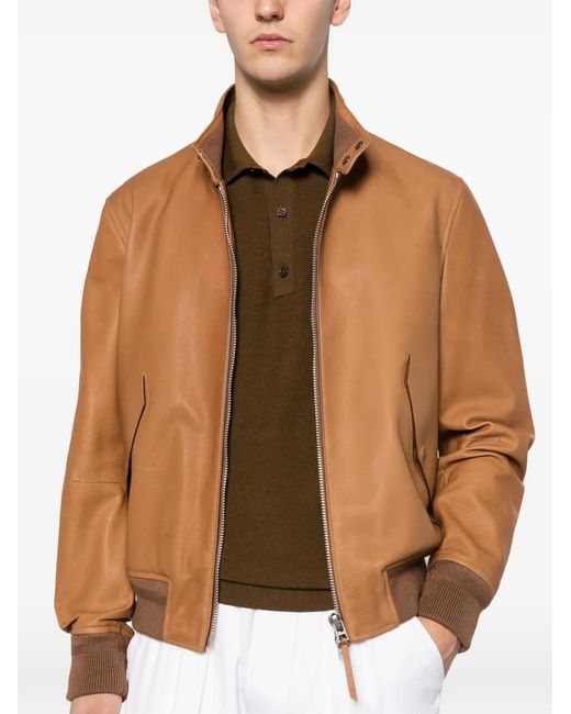 Tom Ford Brown Harrington Logo-Embroidered Jacket for men