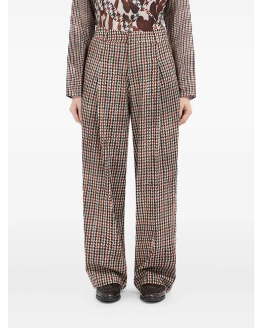Pierre Louis Mascia Broek Met Pied-De-Poule Print En Geplooide Voorkant in het Natural