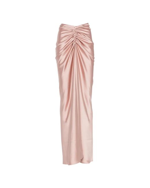 ANDAMANE Pink Iris Ruched Maxi Skirt