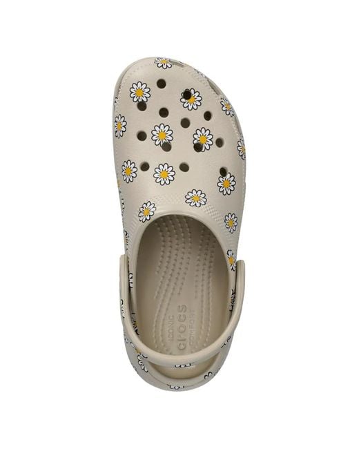 CROCSTM White Classic Floral Platform Clogs