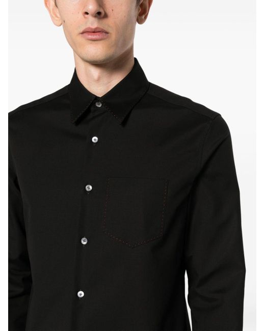 Lanvin Black Long-sleeve Stretch-cotton Shirt for men