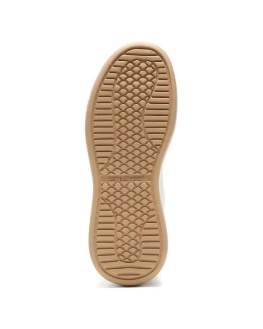 Acne White Leather Touch-Strap Sneakers