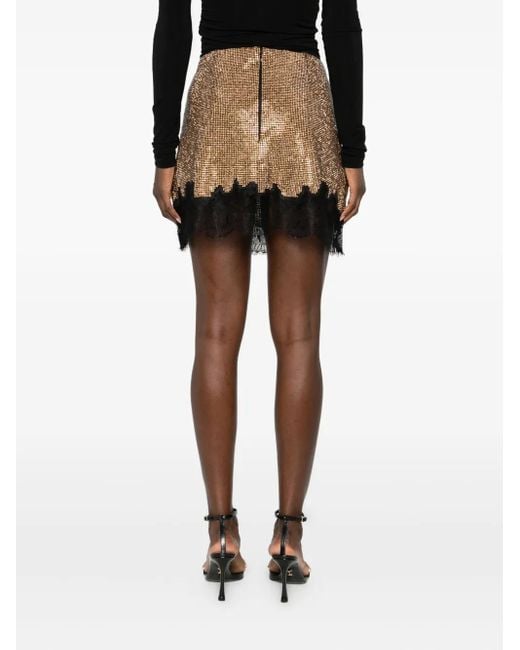 Self-Portrait Brown Lace-Trim Mini Skirt