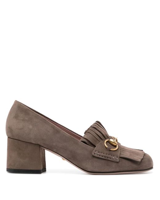 Gucci Brown Horsebit Suede Pumps