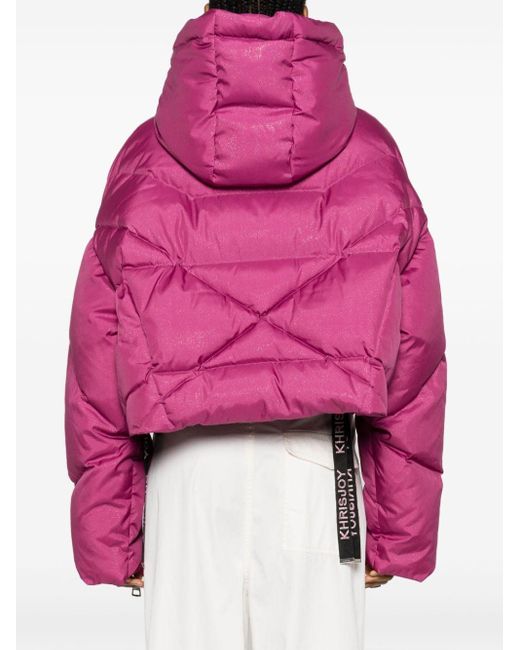 Khrisjoy Diamondquilted Glitter Puffer Jacket in Red Lyst